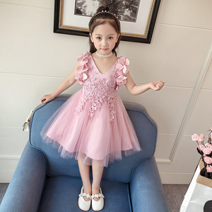 Boutique en ligne de robes en coton pour enfants, robes de princesse longues avec applications florales, fournisseur chinois - Product Image 3