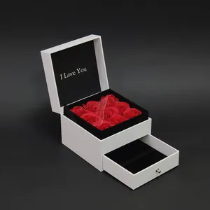 Golden Supplier Custom Preserved Flower Gift Eternal Rose Jewelry Box With rose
