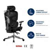 Chaise de bureau ergonomique réglable à dossier haut, en maille respirante, avec soutien lombaire, certifiée BIFMA CE EN1335, pivotante et de qualité supérieure