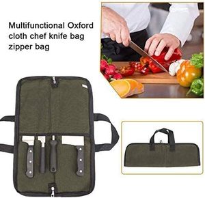 Custom Knife Slots Heavy Duty Waterproof Waxed Canvas <b>Bag</b> Portable Chef Knife <b>Roll</b> <b>Bag</b> - Product Image 5
