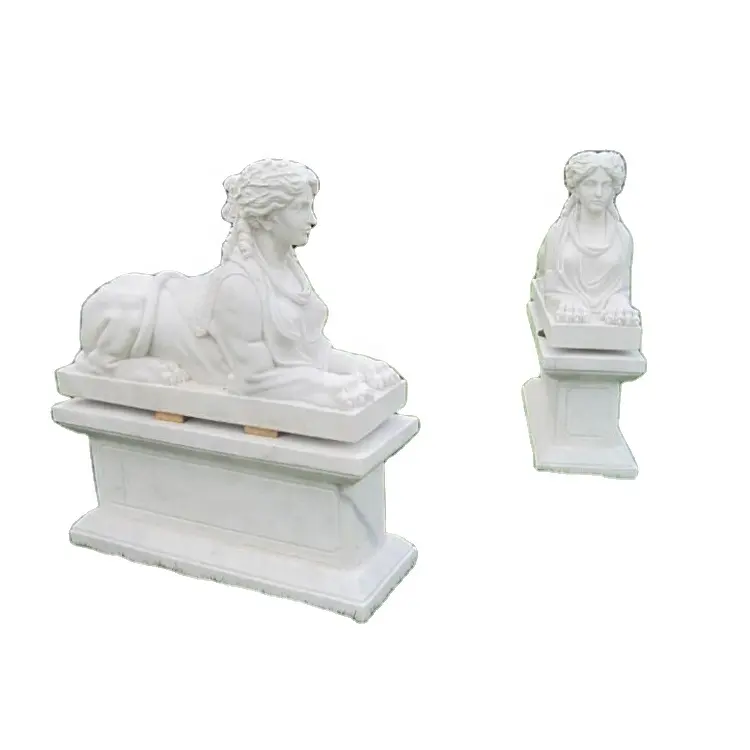 Egyptian famous Sphinx statue outdoor decorative stone white marble life size sphinxes sculpture