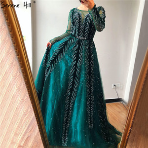 Robe de <span class=keywords><strong>soirée</strong></span> <span class=keywords><strong>longue</strong></span> en cristal de velours vert haut de gamme et élégante pour les banquets, les mariages et les hôtes Commerce extérieur Modeste LA70040 - Product Image 2