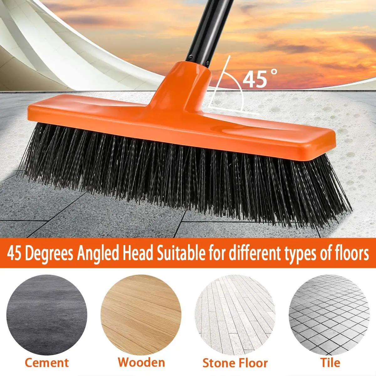 VIPaoclean lungo manico pesante pulizia pulizia spazzare il pavimento spazzola scopa Push scopa