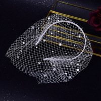 Voile de mariée sexy noir et blanc pour femme, avec strass brillants, en maille, coiffe de mariage, voile cage à oiseaux, bandeaux