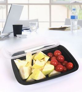 Boîte à repas rectangulaire jetable en plastique PP avec couvercle, pour micro-ondes, à emporter, préparation de repas - Product Image 3