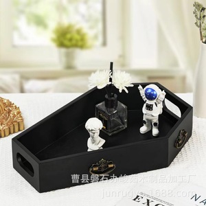 Caja de Almacenamiento de Madera con Forma de Ataúd, Bandeja para Dulces, Cosméticos, Aromaterapia, Frutas y Bocadillos de Año Nuevo, Rectangular, Color Sólido - Product Image 3