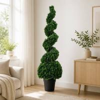 Arbre topiaire en buis artificiel en spirale, en pot, décoration intérieure, faux vert réaliste