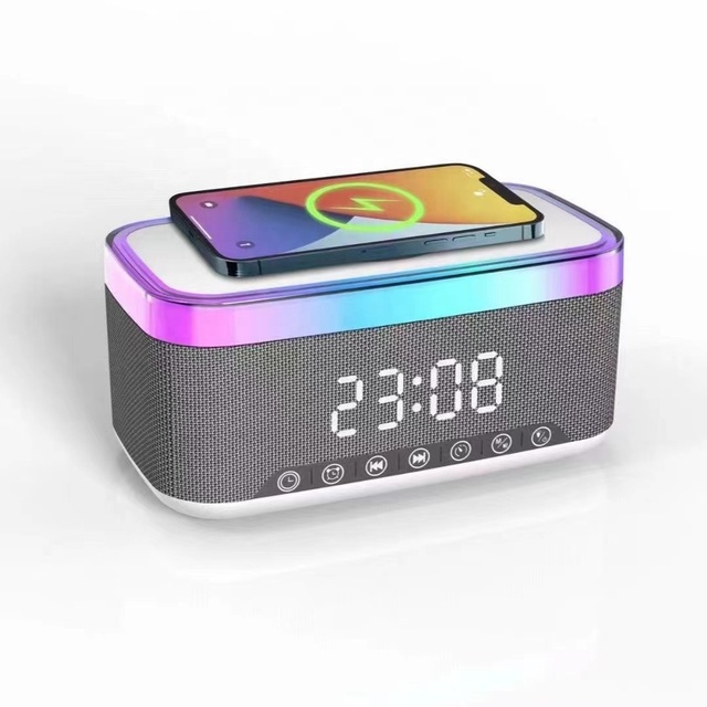 Wholesale Factory Mini 15W Fast Charging Multifunctional RGB Lamp White Noise Alarm Clock Wireless Charger for Computer