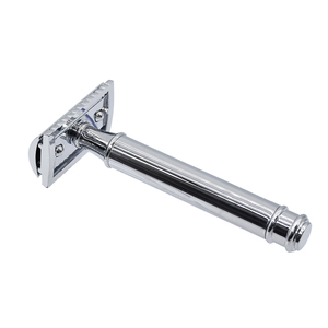 Maquinilla de afeitar de seguridad ajustable de metal brillante plateado nuevo logotipo personalizado maquinilla de afeitar de seguridad de doble filo para afeitado de hombres - Product Image 3
