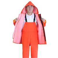 Ensemble imperméable et coupe-vent réfléchissant en PVC épais, réutilisable, tendance et durable, avec veste et pantalon à bretelles pour la pêche (vente en gros)