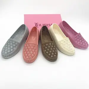 slip on soft bottom women flat sandals breathable casual shoes hole plastic sandals