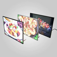 Bingkai Poster LED aluminium Aloi dengan meja berdiri, kotak lampu kaca Tempered dapat disesuaikan, kotak lampu iklan dalam stok