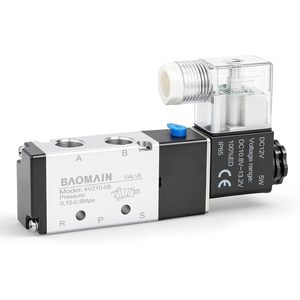 Válvula Solenoide Eléctrica Baomain 4V210-08 12V DC de 5 Vías 1/4 PT con Cuerpo de Aluminio, Piezas Neumáticas - Product Image 1