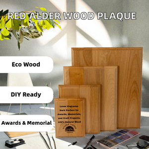 Plaque vierge épaisse en bois d'aulne rouge véritable, écologique, polie, style lettres, pour récompenses, projets DIY, artisanat et salons professionnels - Product Image 2