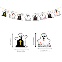 Guirlande de décoration d'Halloween à thème fantôme, accessoires et décorations effrayantes pour lieux événementiels, guirlande en papier style Alien C