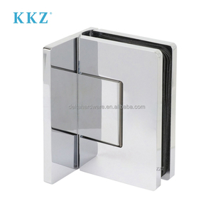 Charnière <span class=keywords><strong>de</strong></span> <span class=keywords><strong>porte</strong></span> <span class=keywords><strong>de</strong></span> douche CRL en laiton chromé poli, verre au mur à 90 degrés avec couvercle à vis dissimulée - Product Image 1