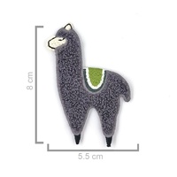 Patch brodé en chenille d'alpaga à coudre pour vêtements, sacs, chapeaux