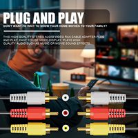 6 pieds 3 RCA Audio vidéo câble Composite PVC veste mâle à mâle connexion pour télévision lecteur DVD Microphone moniteur
