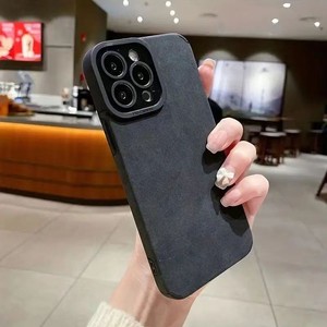 Étui de téléphone fin et simple en similicuir floqué, texture suédée, anti-chute, compatible avec <span class=keywords><strong>Samsung</strong></span> S25/S23 - Product Image 6