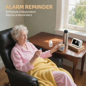 <span class=keywords><strong>Sveglia</strong></span> Digitale da Tavolo con Grandi Cifre, <span class=keywords><strong>5</strong></span> Allarmi, Promemoria per 3 Pillole, Display Multicolore, USB, in Plastica, Elettronica per Camera da Letto - Product Image 4
