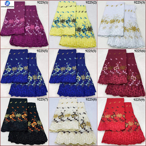 Dernière collection Sinya : Magnifique dentelle <span class=keywords><strong>suisse</strong></span> en voile, brodée de pierres, 100% coton, tissus pour robes de mariée, 5+5 yards, vente en gros en <span class=keywords><strong>Suisse</strong></span> - Product Image 2