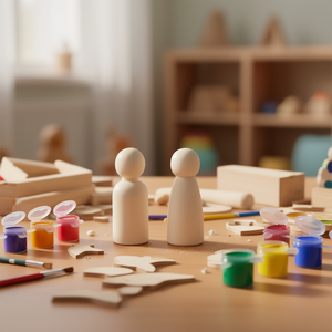 Set di Marionette in Legno Ilan 65mm Giocattolo Fai-da-Te Maschio e Femmina 2 Pezzi - Product Image 2