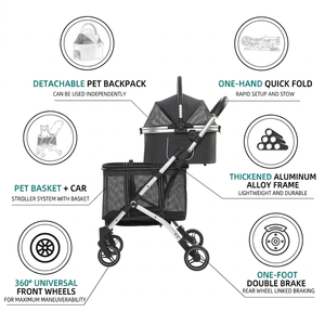 Nouvelle <span class=keywords><strong>poussette</strong></span> pour animaux de compagnie à double couche et grand espace, pour plusieurs chats et chiens, avec design séparable - Product Image 4