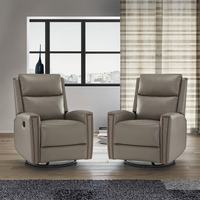 Fauteuil inclinable pivotant à bascule en cuir véritable de luxe moderne, canapé de salon