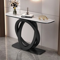 Table console moderne en faux marbre avec base en métal doré, table d'appoint étroite pour entrée, table d'appoint de canapé pour couloir et salon