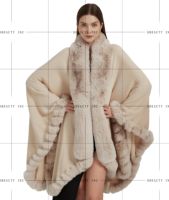 Winter Übergroßer Kunstfell-Umhang mit Strickborte, Cardigan, Umhang, Schal, Wickel, Umweltfreundlicher Outdoor-Luxus-Poncho-Design