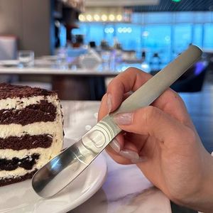 Cuillère à long manche en acier inoxydable 304 texturé, cuillère à gâteau à tête plate pour glace/dessert, cuillère mignonne pour nourriture pour animaux de compagnie, ustensile de cuisine - Product Image 2