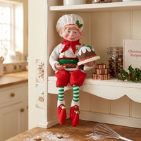 Figura de Duende Chef Navideño con Gorro de Chef Blanco y Adorno de Aloe, Decoración Única, Mascotas Navideñas