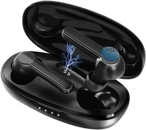 XY-7 Bluetooth 5.0, Earbud Nirkabel dengan Casing Pengisi Daya 400MAh, Headphone Nirkabel TWS IPX4 Tahan Air untuk Olahraga Gym