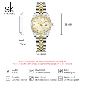 SK エレガントクリスタル デザイン 腕時計 防水 スポーツウォッチ ステンレススチールバンド ウォッチギフトセット ラグジュアリー - Product Image 2