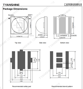 TYANSHINE LED SMD 3535 de Alta Potencia TX-3535 RGW 3-3.5W, Cerámico, Rojo, Verde, Alto CRI90, Blanco, Garantía de 5 Años, 1600-1900 Lúmenes - Product Image 2