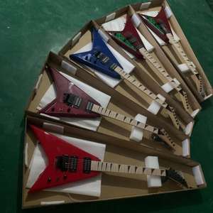 <span class=keywords><strong>Guitarra</strong></span> Eléctrica <span class=keywords><strong>ESP</strong></span> Negra en Forma de V Madera Maciza Mástil de Arce HH Diapasón de Palisandro Envío Rápido - Product Image 6