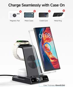 Estación de Carga Inalámbrica Magnética 3 en 1 con Puerto USB Tipo C e Indicador de Carga para S25 Ultra/S24 Ultra/S23/S22/<span class=keywords><strong>Note</strong></span> 20/Z Flip 7/Fold - Product Image 6