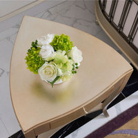Table de luxe en bois massif avec incrustation de feuilles d'or, design antique européen, meubles de salon