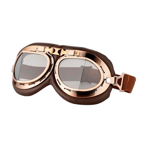 Occhiali da Moto Harley Full Frame Retrò con Montatura Argento e Protezione Antivento Angolata in Bronzo Anticato - Product Image 1