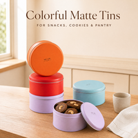 Boîte-cadeau en métal ronde pour biscuits sucrés, chocolat, emballage de Noël, boîte à popcorn familiale