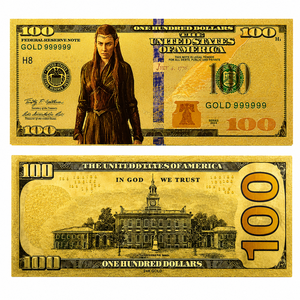 Uang Kertas Fantasi Berlapis Emas -100 Dolar Koleksi Bahan PET Dua Sisi Karakter Mirip Elf Pahlawan Muda Hadiah Dekorasi Rumah - Product Image 5