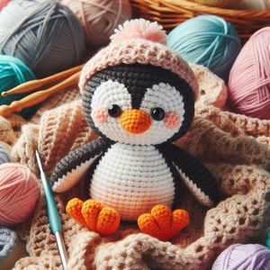 Crochet fini mignon <span class=keywords><strong>pingouin</strong></span> peluche fait à la main Crochet dessin animé animaux tricoté <span class=keywords><strong>Amigurumi</strong></span> <span class=keywords><strong>pingouin</strong></span> porte-clés - Product Image 2