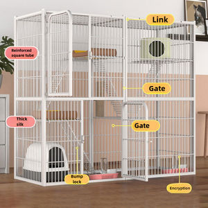 Toptan katı demir büyük çift katmanlı kedi kafesi ve Villa kutusu ile geniş kedi evi dayanıklı kapalı Pet mobilya - Product Image 4