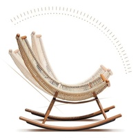 Fauteuil à bascule en rotin multicolore avec coussin moelleux, fauteuil relaxant pour l'intérieur et l'extérieur, pour balcon, terrasse, usage domestique