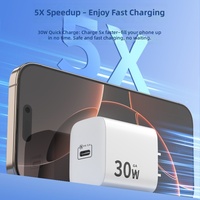 Cargador de Pared USB C con Protección Contra Incendios, Adaptador de Corriente GaN de 30W con Enchufe EU/US/UK para iPhone 15, 16 y 17