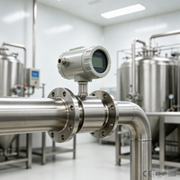 Débitmètre électromagnétique hygiénique en acier inoxydable 304, débitmètre magnétique de qualité alimentaire pour le traitement du lait, des boissons et des produits laitiers