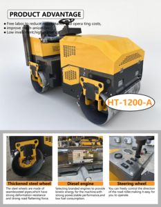 Rodillo Compactador Vibratorio de Doble Tambor con Motor Changchai de 2000 kg, Rodillo de Carretera de Servicio Pesado con Bomba Hidráulica para Construcción - Product Image 2
