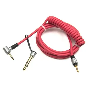 3.5mm 6.5mm TRS Plug Masculino Para Masculino AUX Cabo De Áudio Mola de Chumbo para Dr Dre Pro Detox Headphones