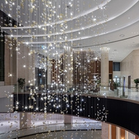 Design contemporain Décoration d'intérieur Hall d'hôtel Hall Banquet Escalier Long Led Moderne Boule de verre Lustre Lumière