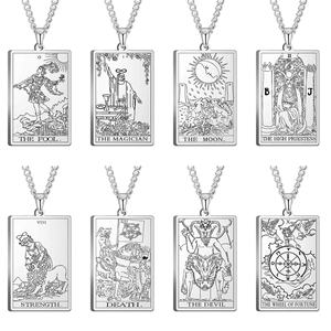 Edelstahl Cassic <span class=keywords><strong>Tarot</strong></span> Anhänger Halskette Major Cigano Fortune Telling Halskette Stern/Mond/Tod Symbol Anhänger Zubehör - Product Image 1